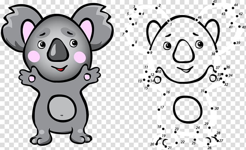 Koala Coloring book Drawing Cartoon Illustration, Hand-painted little mouse transparent background PNG clipart