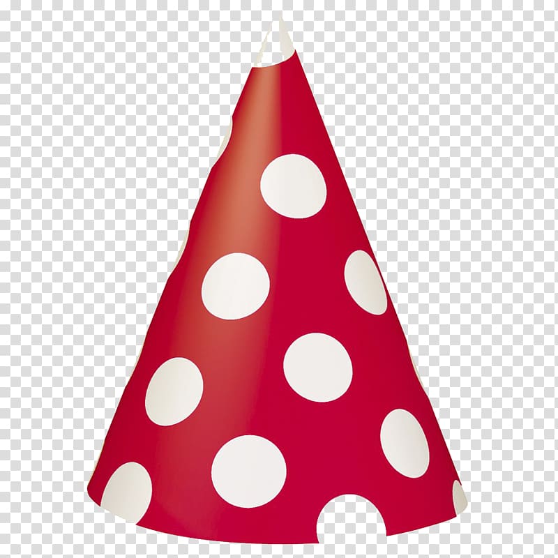 red and white party hat, Party hat Polka dot Birthday, Party Hat transparent background PNG clipart