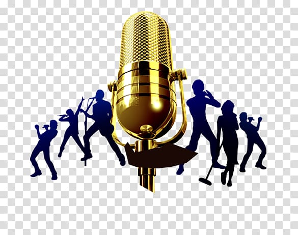 gold-colored condenser microphone , Microphone Singing , Golden microphone singing material transparent background PNG clipart