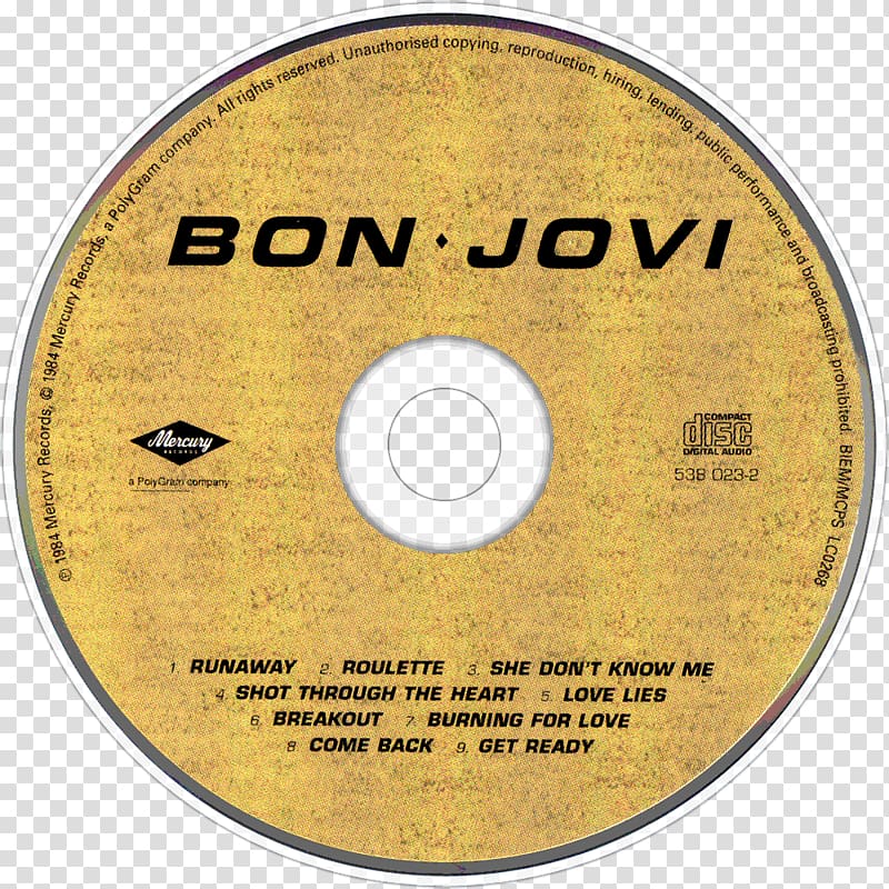 Compact disc 100,000,000 Bon Jovi Fans Can't Be Wrong Slippery When Wet Burning Bridges, bon jovi transparent background PNG clipart