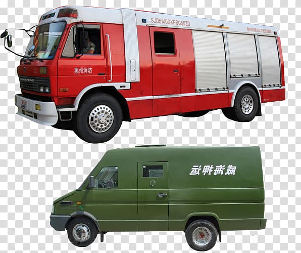 Car Compact van Vehicle Fire engine, Military specialized type special vehicle transparent background PNG clipart