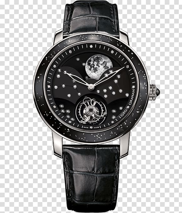 Tourbillon Moon Lunar phase Orrery Watch, moon transparent background PNG clipart