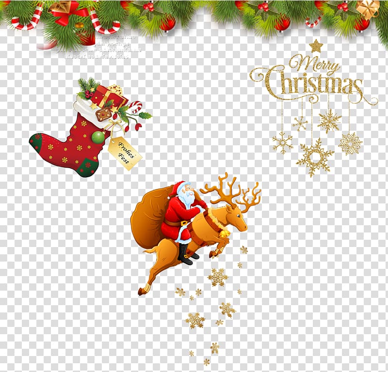 Santa Claus\'s reindeer Santa Claus\'s reindeer Christmas , Christmas decoration transparent background PNG clipart