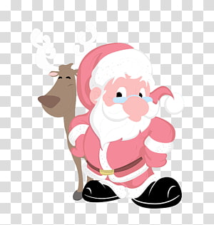 Rudolph Santa Claus Reindeer Christmas, Santa Claus and reindeer transparent background PNG clipart thumbnail