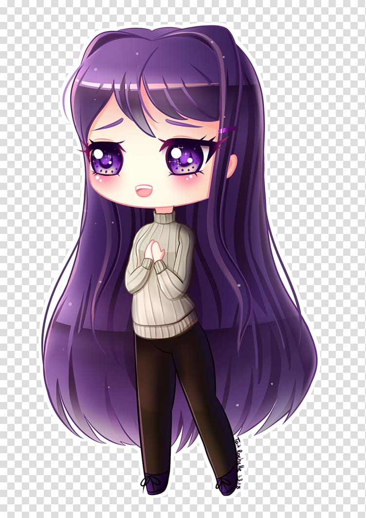 Doki Doki Literature Club! Anime Chibi Yuri Art, Yuri DDLC transparent background PNG clipart