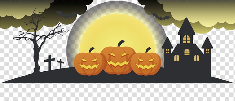 Halloween Banner Pumpkin, Horror Halloween banner transparent background PNG clipart