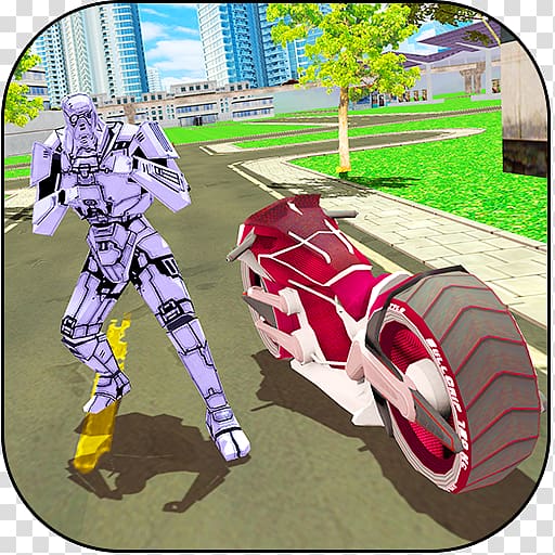 Flying Robot Bike : Futuristic Robot War FIRE TRUCK PARKING HD Game Robot Truck Fortnite, bicycle transparent background PNG clipart
