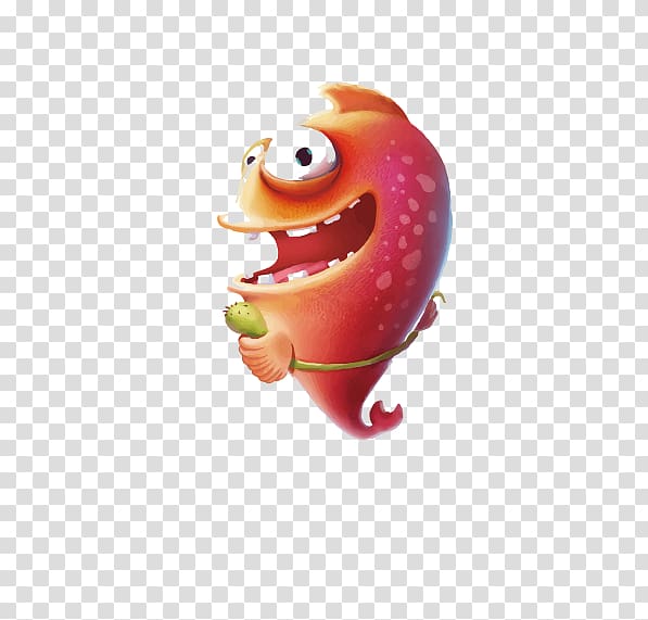Exaggerated red cartoon fish transparent background PNG clipart