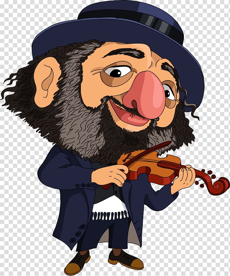 Jewish people Cartoon Illustration, Jewish violin cartoon transparent background PNG clipart