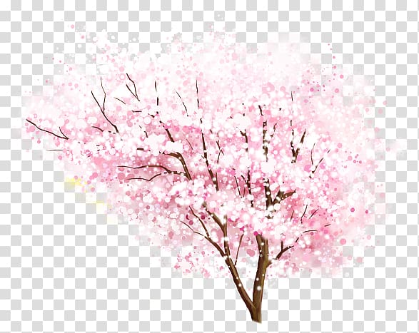 National Cherry Blossom Festival, Hand painted watercolor pink peach tree transparent background PNG clipart