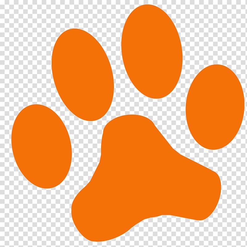 orange dog paw illustration, Dog Bengal cat Tiger Paw , paw prints transparent background PNG clipart