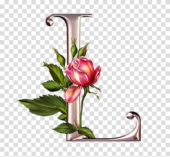 Lettering Alphabet Flower Rose, cages transparent background PNG clipart