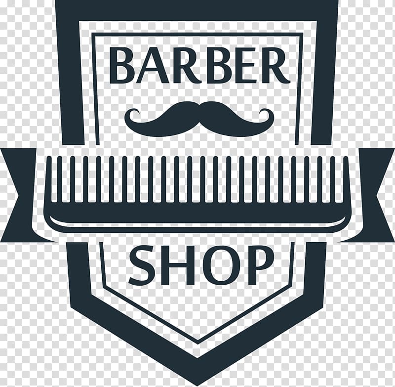 Barber Shop logo, Comb Polka Barbershop Logo, decorative beard and comb barber shop transparent background PNG clipart