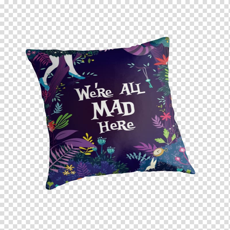 Cushion Throw Pillows Tibetan silver, we are all mad here transparent background PNG clipart