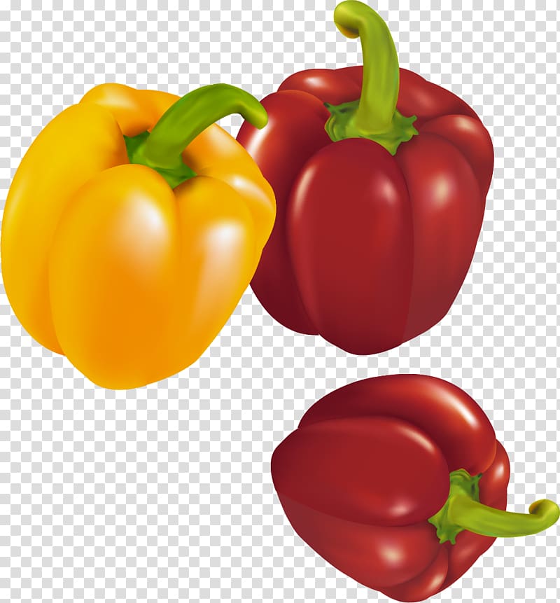 Habanero Red bell pepper Chili pepper Yellow pepper, Colorful pepper decoration pattern transparent background PNG clipart
