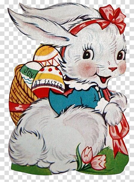 Easter Bunny Leporids Easter basket , Retro Rabbit transparent background PNG clipart
