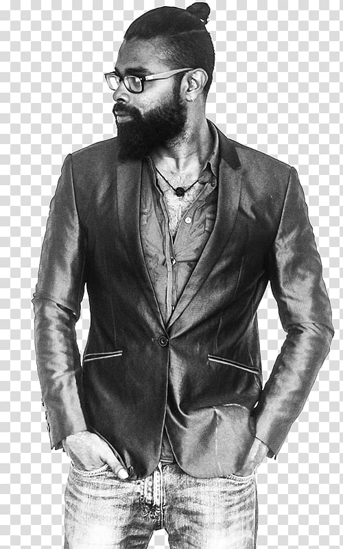 Leather jacket Beard Blazer Black, Beard transparent background PNG clipart