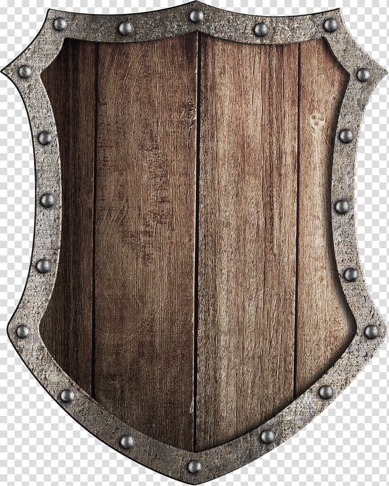 brown and gray shield illustration, Shield Middle Ages Coat of arms Sword, Wooden Shield transparent background PNG clipart
