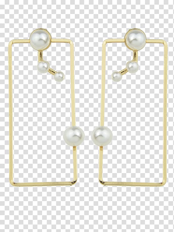 Earring Pearl Silver Jewellery Fashion, geometric golden transparent background PNG clipart