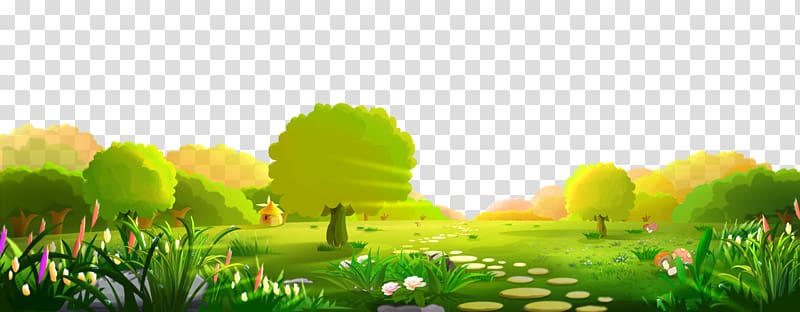 play yard with trees illustration, Panorama Drawing Computer file, Panorama Forest Lawn transparent background PNG clipart
