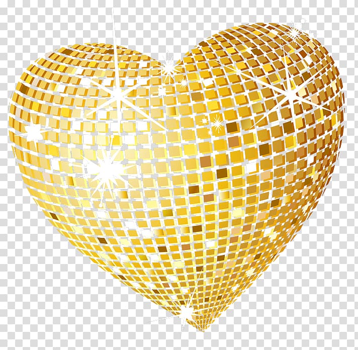 Gold Disco Heart , gold heart transparent background PNG clipart
