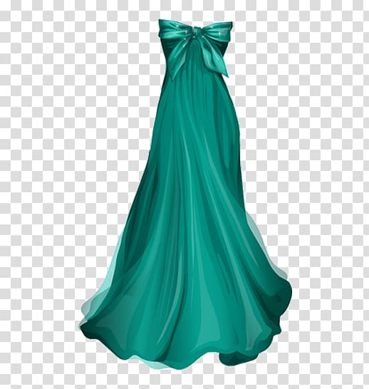 Dress Ball gown Fashion, Green dress transparent background PNG clipart
