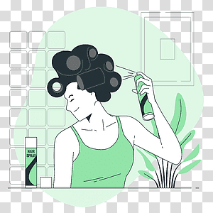 illustration, Hair spray, home, beauty, self care, people, woman transparent background PNG clipart thumbnail