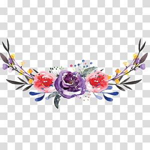 watercolor flowers transparent background PNG clipart thumbnail