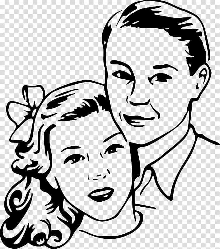 Black and white Drawing , vintage Couple transparent background PNG clipart