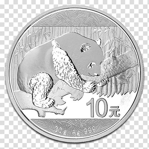 Chinese Silver Panda Silver coin Bullion coin Gold, silver coin transparent background PNG clipart