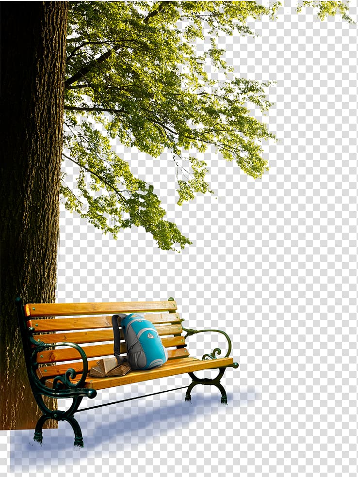brown wooden bench behind tree, Table Bench Garden furniture, Park bench transparent background PNG clipart