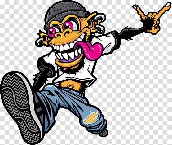 Skateboarding Graffiti Drawing, Funny Gorilla Logo transparent background PNG clipart