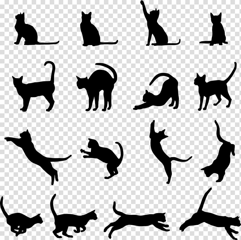 Black cat Kitten , animal silhouettes transparent background PNG clipart