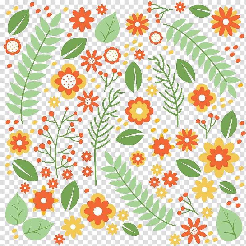 orange flowers , Flower Leaf Pattern, material cartoon flowers seamless background transparent background PNG clipart