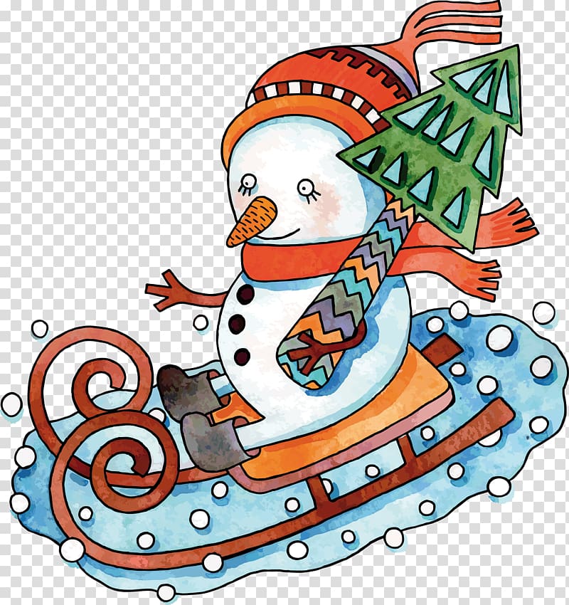 Santa Claus Christmas Snowman, sleigh transparent background PNG clipart