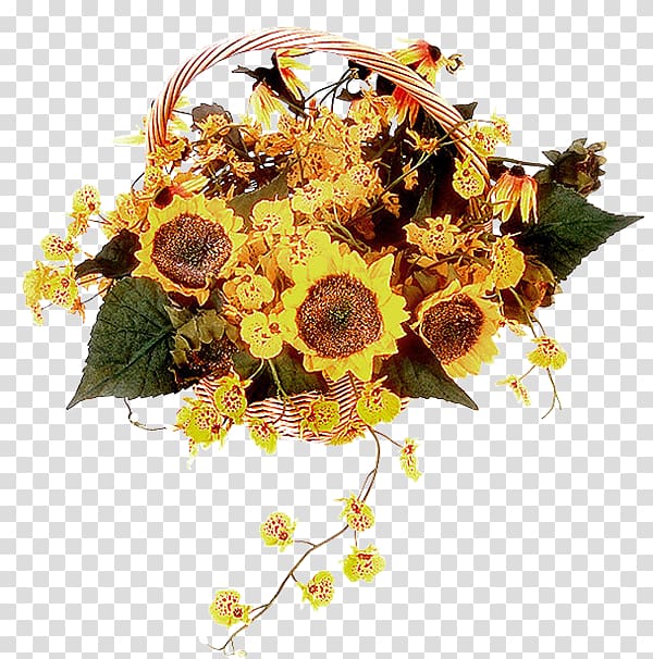 Floral design Common sunflower Vase with Three Sunflowers Cut flowers, flower transparent background PNG clipart