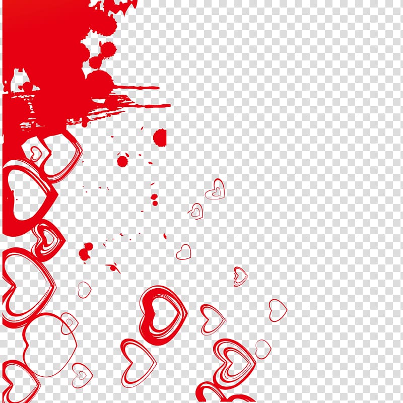red heart banner, Red ink heart background material transparent background PNG clipart