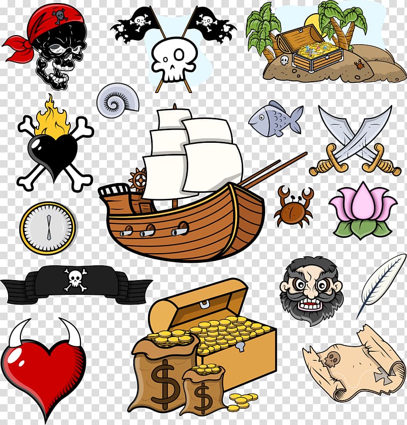 Piracy , Medieval Pirates and Treasure transparent background PNG clipart