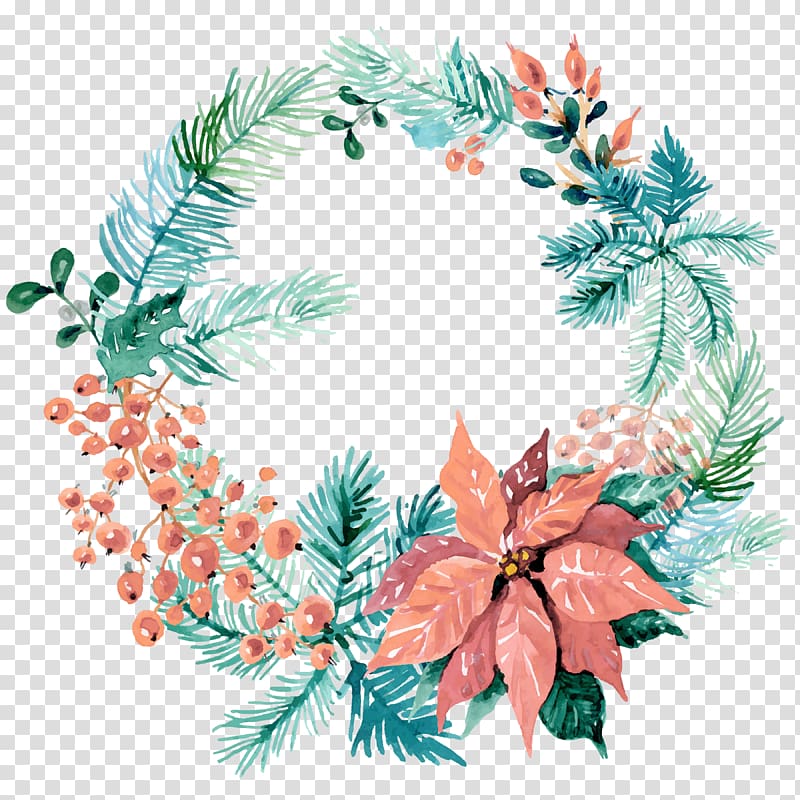 Wreath Wedding invitation Christmas ornament Watercolor painting, watercolor wreaths transparent background PNG clipart