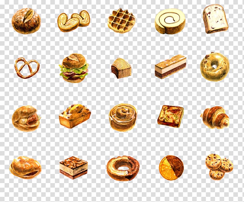 Bakery Teacake Petit four Gelatin dessert Food, Hand painted burger transparent background PNG clipart