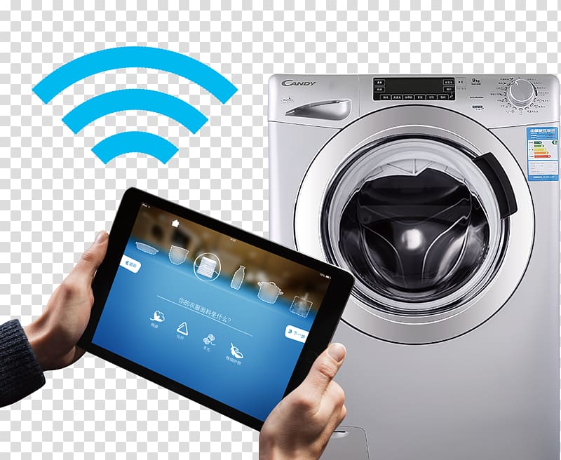 Smartphone Washing machine Home automation Home appliance, Intelligent washing machine transparent background PNG clipart