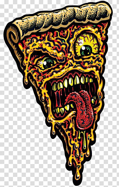 zombie pizza illustration, Santa Cruz Pizza T-shirt Artist Skateboard, Pizza graffiti transparent background PNG clipart