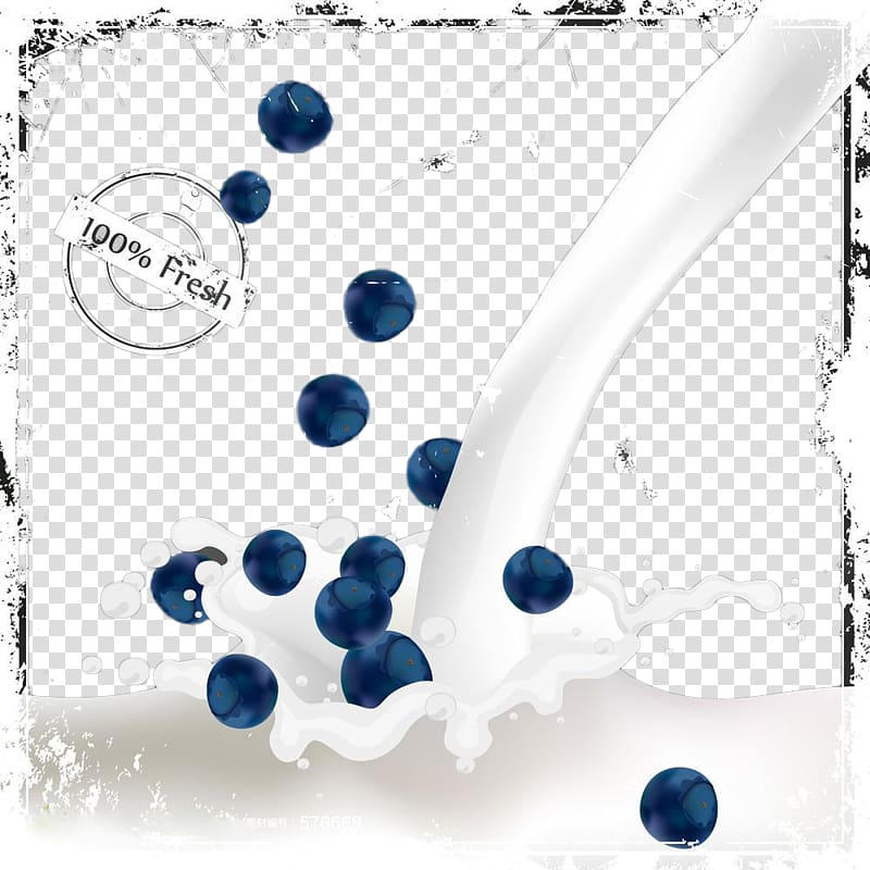 Milk Blueberry Illustration, Dynamic blueberry milk transparent background PNG clipart