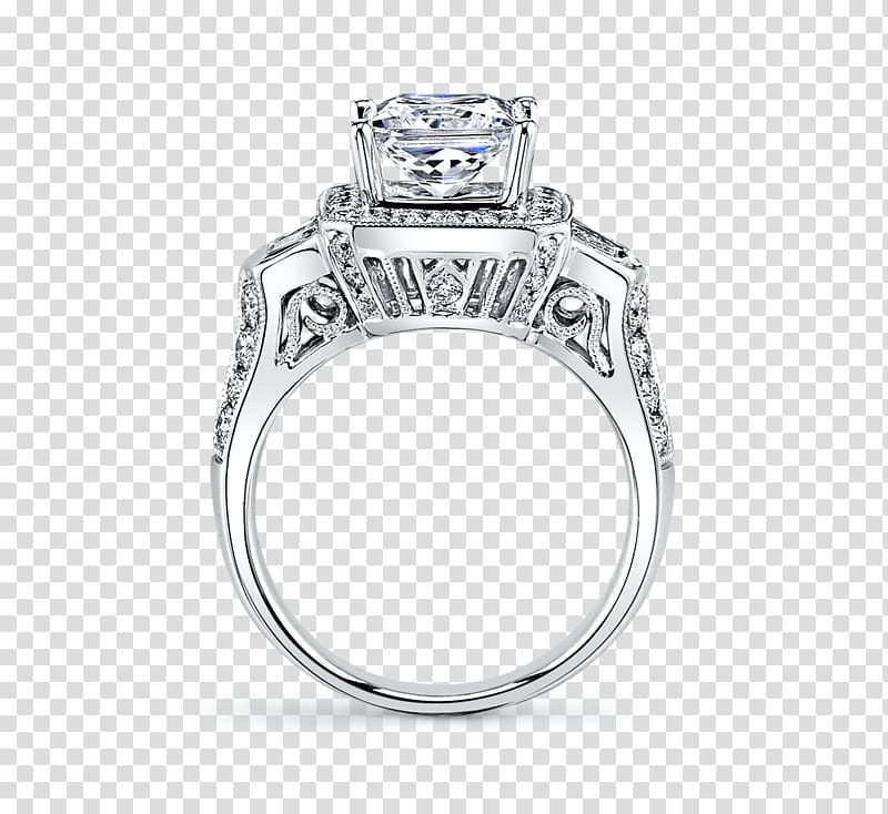 Diamond Wedding ring Princess cut Engagement ring, diamond transparent background PNG clipart