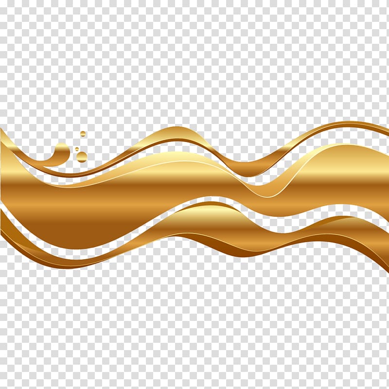 Gold Wind wave Painting Solid geometry Pattern, Gold Ribbon Waves transparent background PNG clipart