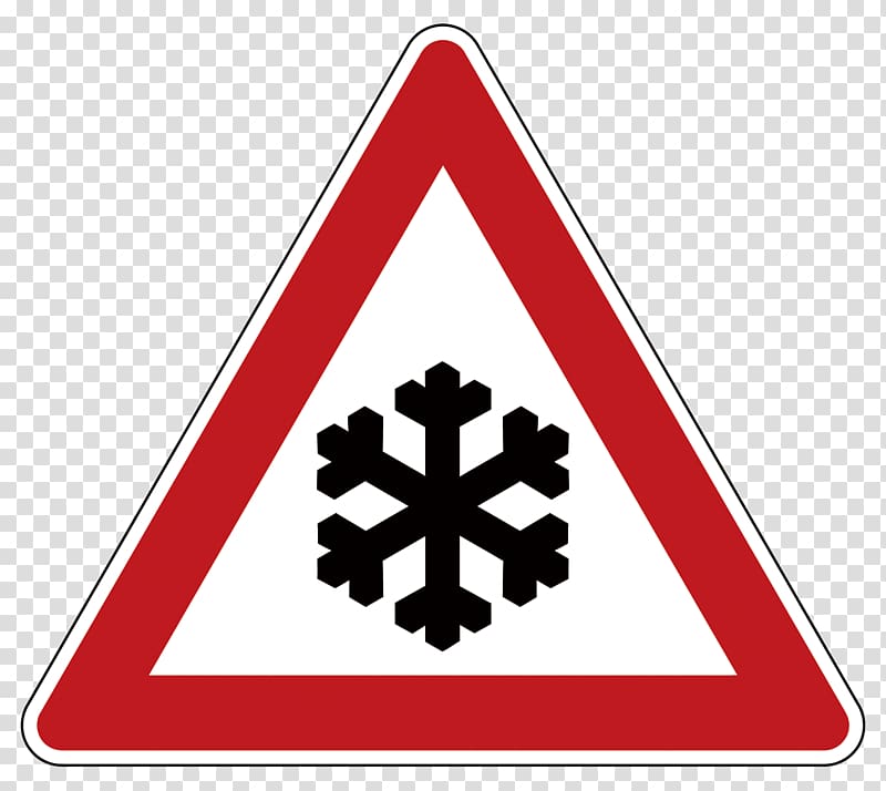United Kingdom Snow Warning sign Traffic sign, attention to ground icing transparent background PNG clipart
