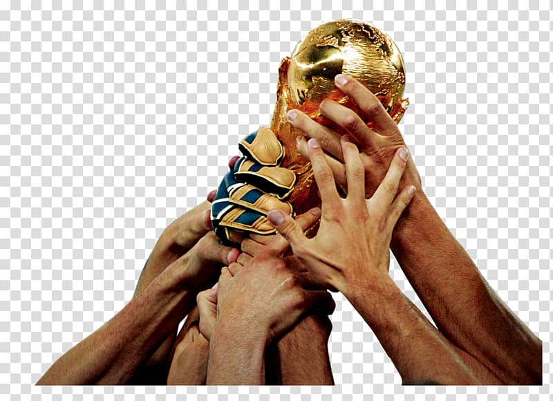 hands holding gold trophy illustration, FIFA World Cup Trophy FIFA World Cup Trophy, Hand-held World Cup transparent background PNG clipart