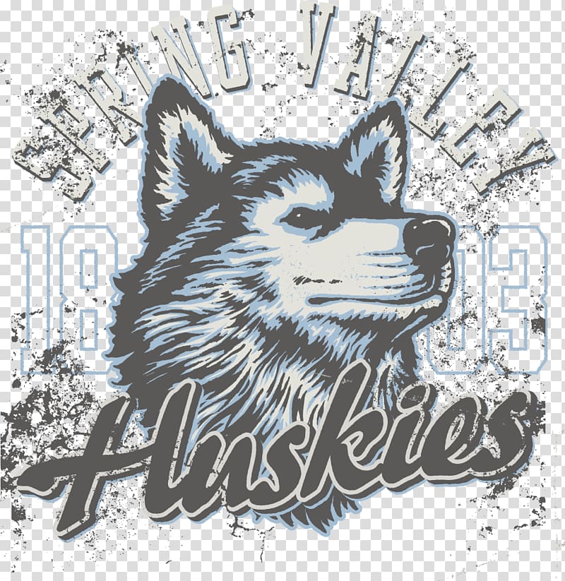 Spring Valley Huskies logo, Siberian Husky Illustration, Animal prints transparent background PNG clipart