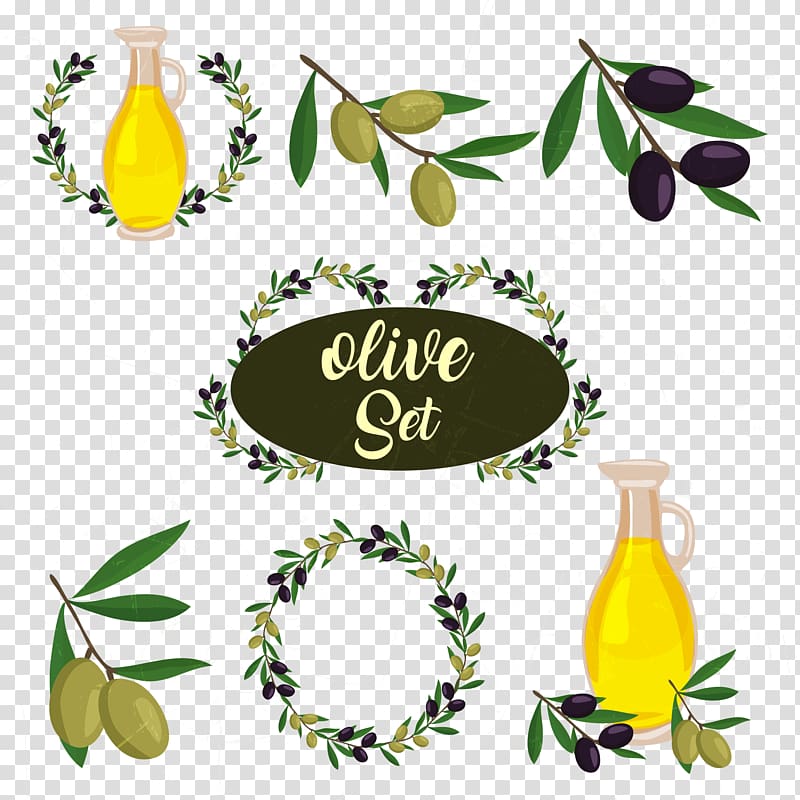 Olive Set illustration, Scalable Graphics Adobe Illustrator Oil, Olive oil transparent background PNG clipart