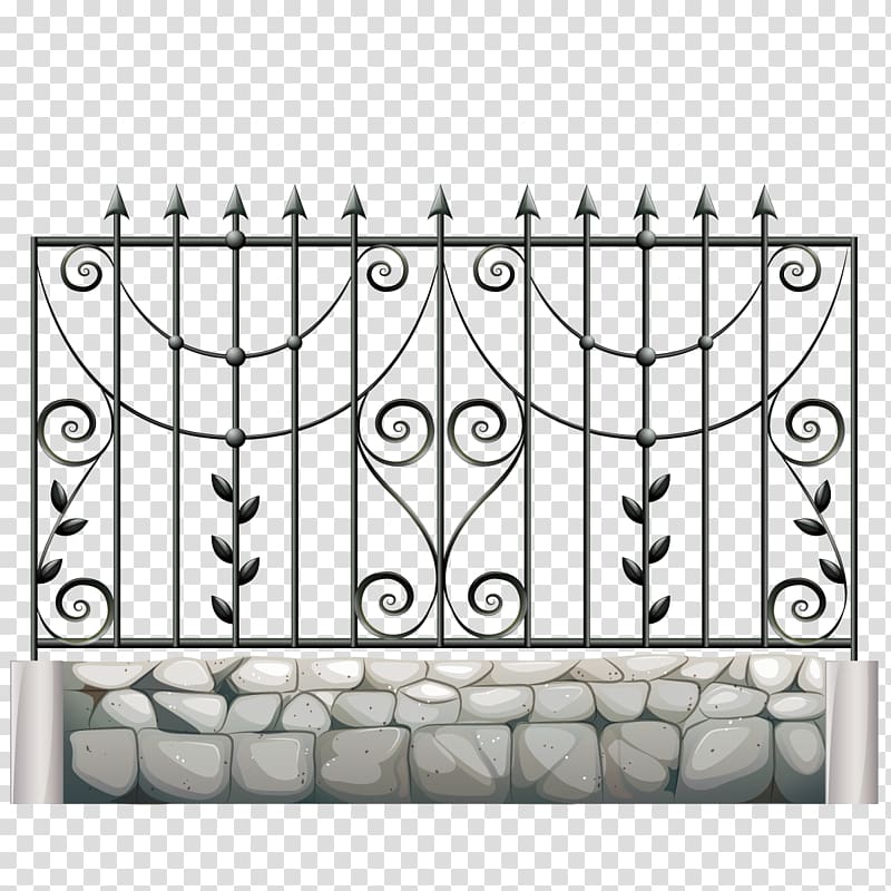Fence Gate Metal Wrought iron Illustration, decorative wrought iron transparent background PNG clipart